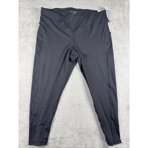NWT Ideology Plus Size Women's High Waist Side Pocket 7/8 Leggings Black Size 3X